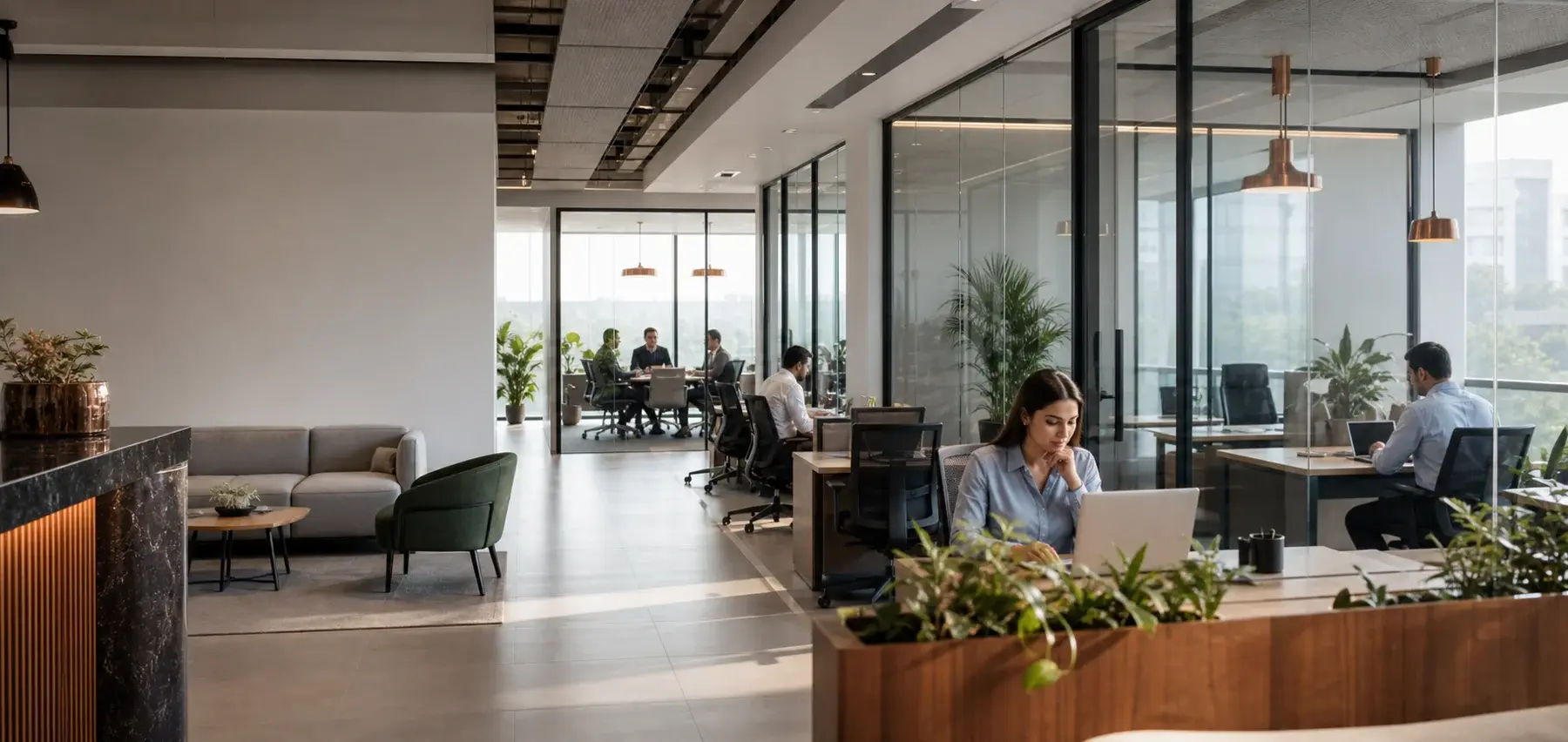 Illustration of a modern open coworking office