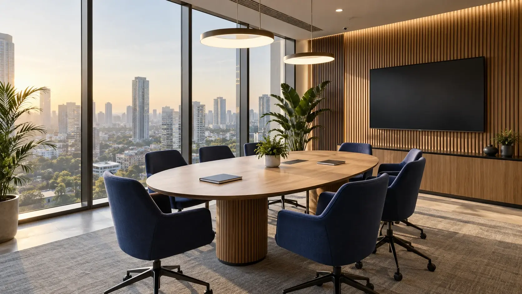 Illustration of an elegant collaborative meeting room
